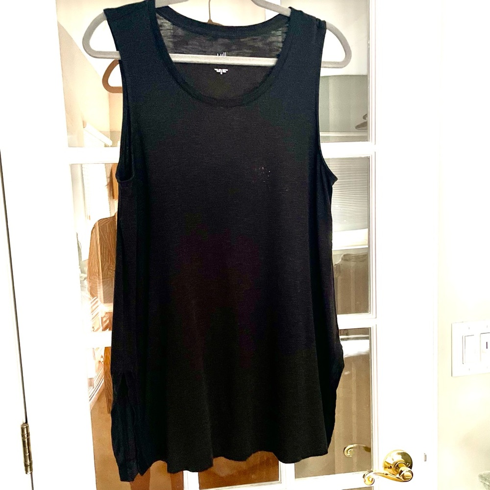 Like New J. Jill Black Pima Cotton Slub Scoop Neck Sleeveless Tunic Size Medium